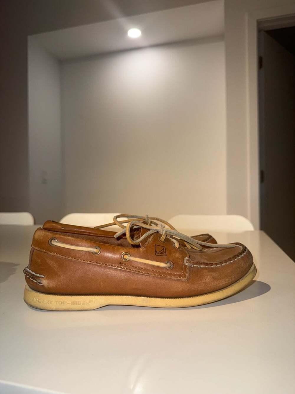 Sperry Top-Sider Authentic Original 2-Eye Boat Shoes Sahara Leather Size 7.5M